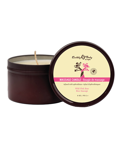 Earthly Body at Night Candle - Wild Pink Rose