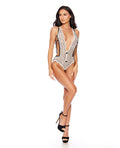 Cascading Pearl Halter Teddy - Ivory