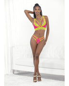 Festival Wear Strappy Lace Top & G - String Neon