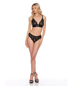 Lace Bra & Thong 2 pc Set - Black
