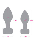 Gemsations 2 pc 3.25" & 3.7" Tapered Bling Bling Metal Butt Plug Training Set - Silver