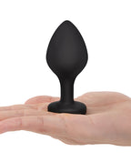 Gemsations 3 pc 2.75" & 3.15" & 3.7" Silicone Bling Bling Heart Butt Plug Training Set - Black