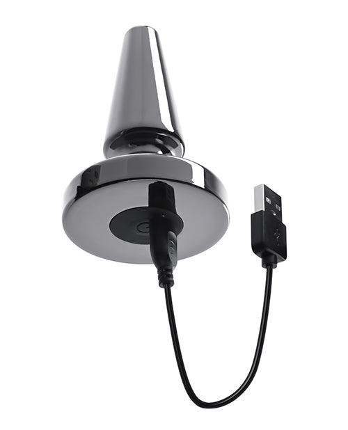 Evolved Beginner Vibrating Rechargeable Metal Plug - Black