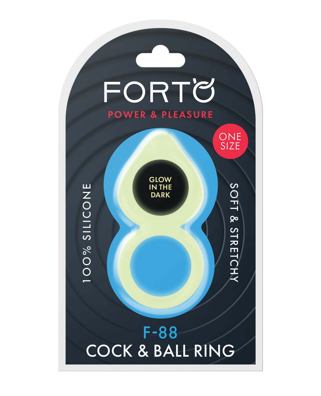 Forto F - 88 Double Ring Liquid Silicone Cock Ring - Glow in the Dark