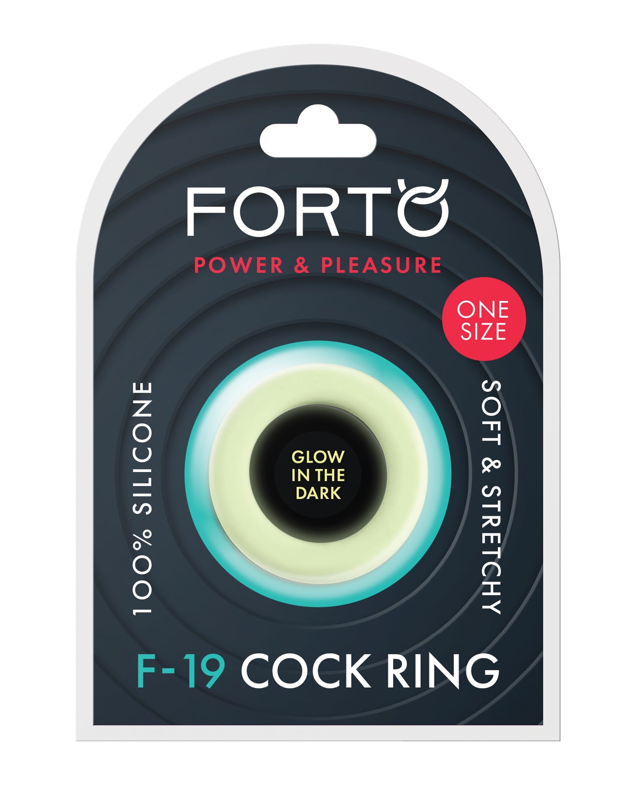 Forto F - 19 Two Tone Liquid Silicone Cock Ring - Black/Glow in the Dark