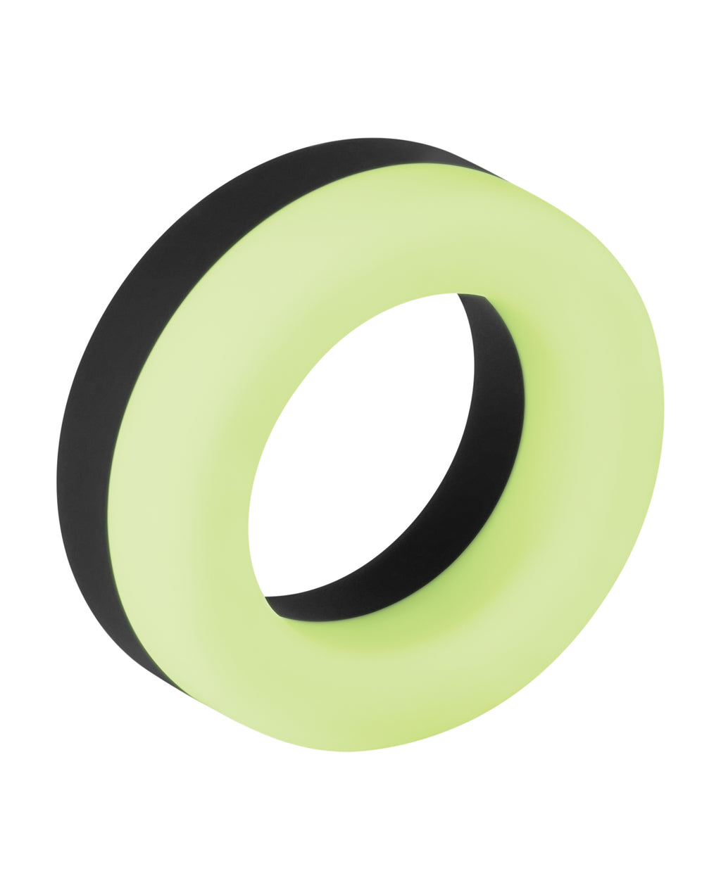 Forto F - 19 Two Tone Liquid Silicone Cock Ring - Black/Glow in the Dark