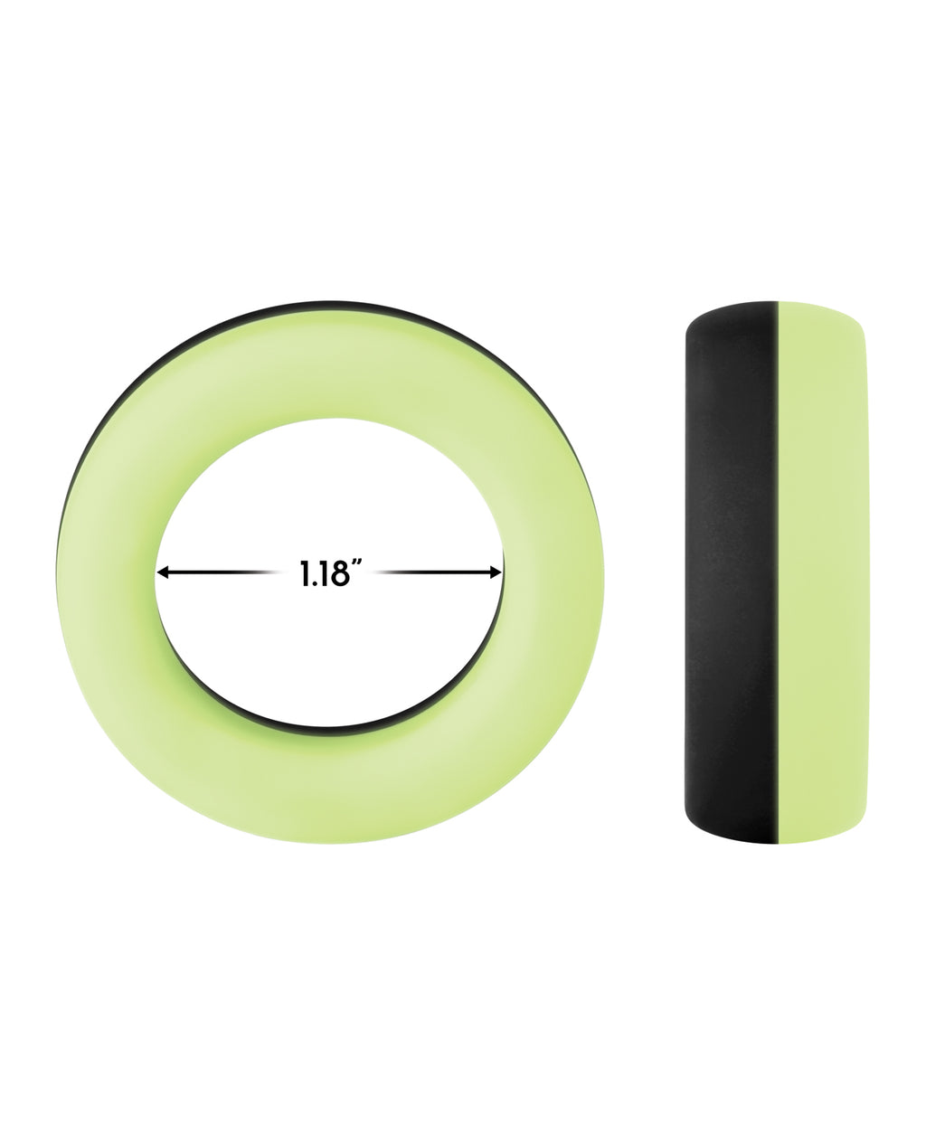 Forto F - 19 Two Tone Liquid Silicone Cock Ring - Black/Glow in the Dark