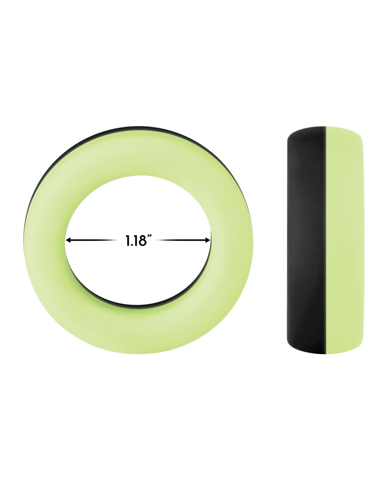 Forto F - 19 Two Tone Liquid Silicone Cock Ring - Black/Glow in the Dark