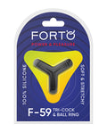Forto Tri Cock & Ball Ring - Black