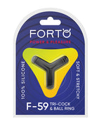 Forto Tri Cock & Ball Ring - Black