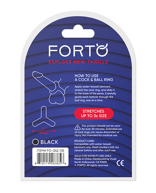 Forto Tri Cock & Ball Ring - Black