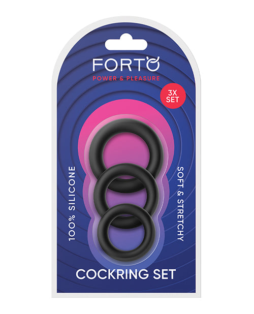 Forto Trio Cock Ring Set - Black