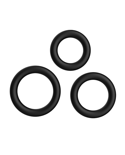 Forto Trio Cock Ring Set - Black