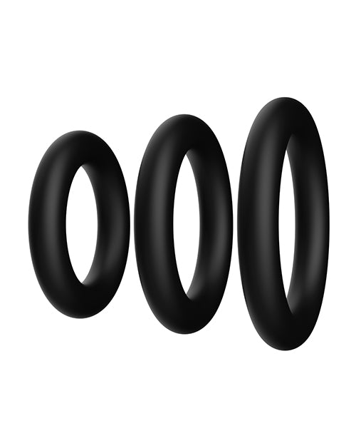 Forto Trio Cock Ring Set - Black
