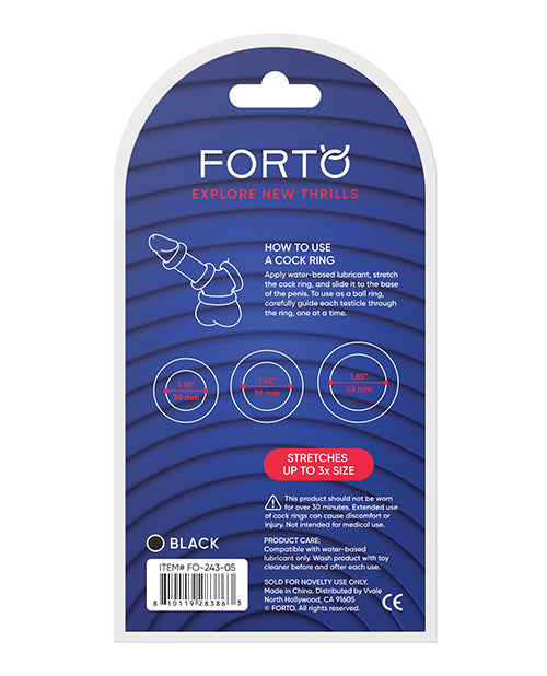 Forto Trio Cock Ring Set - Black