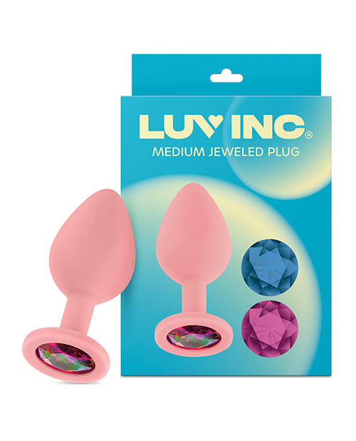 Luv Inc. Jeweled Silicone Butt Plug w/Three Stones - Light Pink