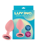 Luv Inc. Jeweled Silicone Butt Plug w/Three Stones - Light Pink