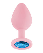 Luv Inc. Jeweled Silicone Butt Plug w/Three Stones - Light Pink