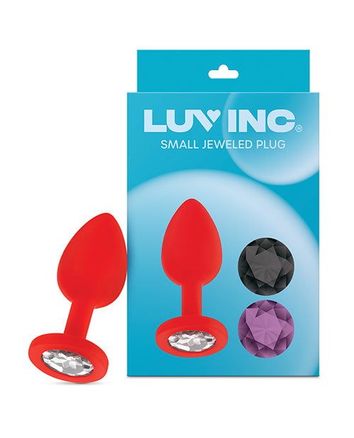 Luv Inc. Jeweled Silicone Butt Plug w/Three Stones - Red
