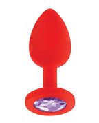 Luv Inc. Jeweled Silicone Butt Plug w/Three Stones - Red