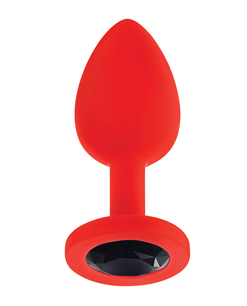Luv Inc. Jeweled Silicone Butt Plug w/Three Stones - Red
