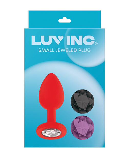 Luv Inc. Jeweled Silicone Butt Plug w/Three Stones - Red