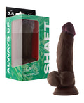 Shaft Model N Flexskin Liquid Silicone 7.5" Side Curve Dong w/Balls - Mahogany