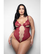 Elusive Anya Lace & Mesh Teddy w/Underwire Cups - Red