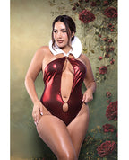Vamped Vampire Teddy w/Snap Crotch & Coffin Charm Detail - Red