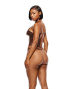 Liquid Metal Metallic Mesh Bustier w/G - String 2 pc Set - Metallic Copper