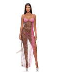 Animal Instincts Mesh Nightgown & Panty - Pink Leopard