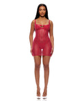 Layers To This Sheer Mesh and Knit Chemise w/Thong 2 pc Set - Pink