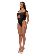 Cross Your Mind Seamless Teddy w/Rhinestone Accents - Black