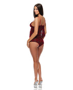 Velvet Lines Mesh Cami & Boy Short 2 pc Set - Red/Black
