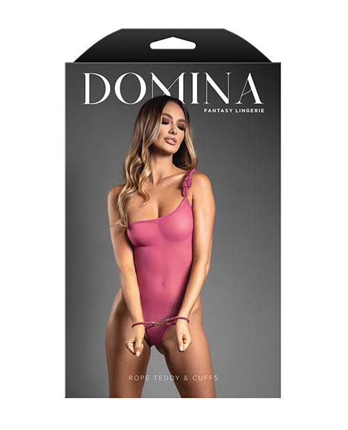 Domina One - Shoulder Sheer Mesh Teddy w/Rope Cuffs - Pink