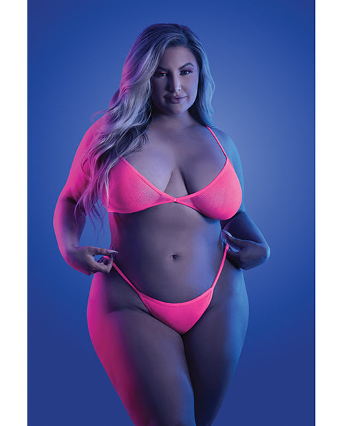 Glow Come Alive Suspender Stockings, Bralette & G - String Multi Color