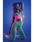 Glow Come Alive Suspender Stockings, Bralette & G - String Multi Color