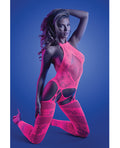 Glow Captivating Halter Bodystocking & G - String Neon Pink