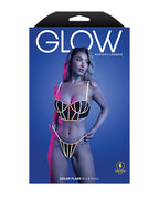 Solar Flare Flash Reflective Binding Underwire Bra & Thong - Black