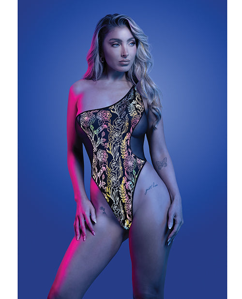 Luminescent Flash Reflective Floral Print Teddy - Black