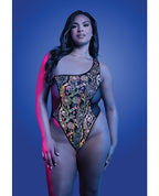 Luminescent Flash Reflective Floral Print Teddy - Black