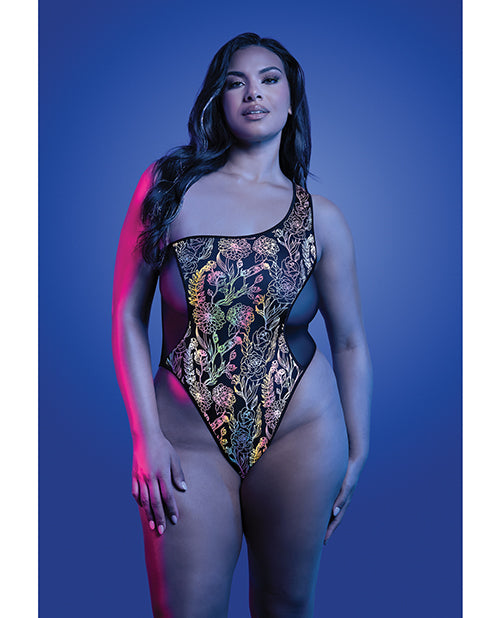 Luminescent Flash Reflective Floral Print Teddy - Black