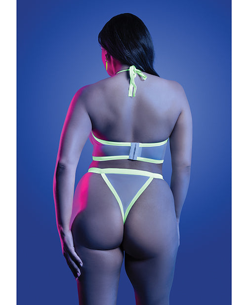 Supernatural Glow - in - the - Dark Zipper Bralette & Thong - White