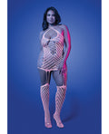 Metamorphic Glow - in - the - Dark Bodystocking Dress; Glows Pink - White