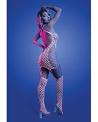 Metamorphic Glow - in - the - Dark Bodystocking Dress; Glows Pink - White