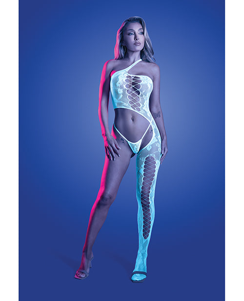 Lights Get Low Floral Knit Bodystocking & Panty - White