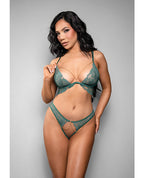 Temptress Aerin Lace Bra w/Removable Chain & Panty 2 pc Set - Green