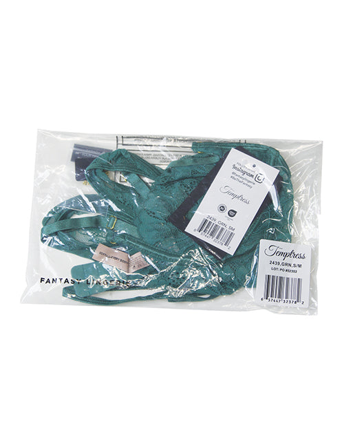 Temptress Aerin Lace Bra w/Removable Chain & Panty 2 pc Set - Green