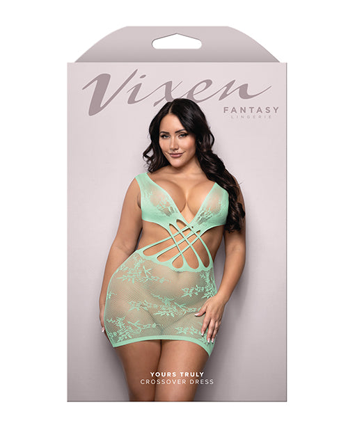 Vixen Yours Truly Strappy Floral Knit Crossover Dress - Mint