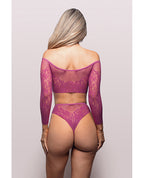 Vixen Your Desire Scalloped Long Sleeve 2 pc Set - Magenta
